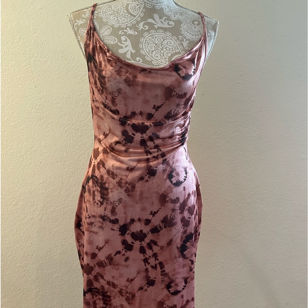 Pink tie dye cowl dress